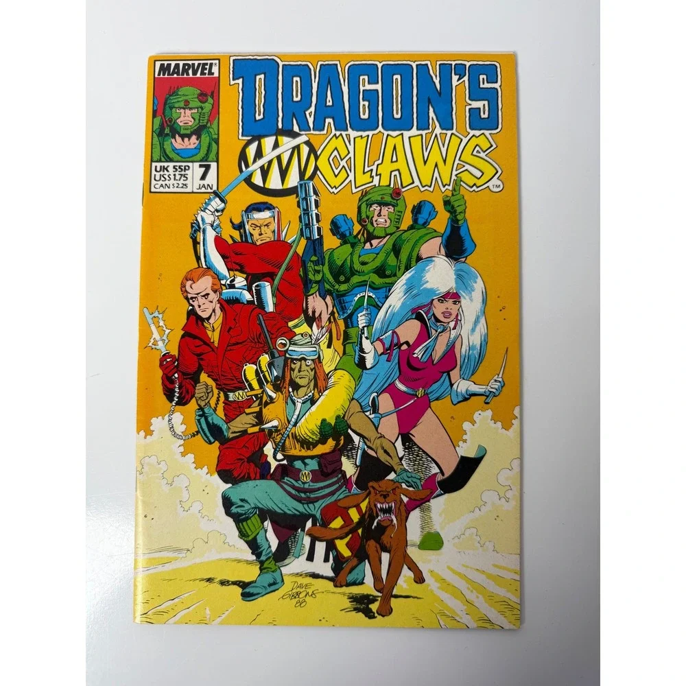 Marvel UK Dragon's Claws #7 Jan 1989 Dave Gibbons Cover Art Sci-Fi Comic Book